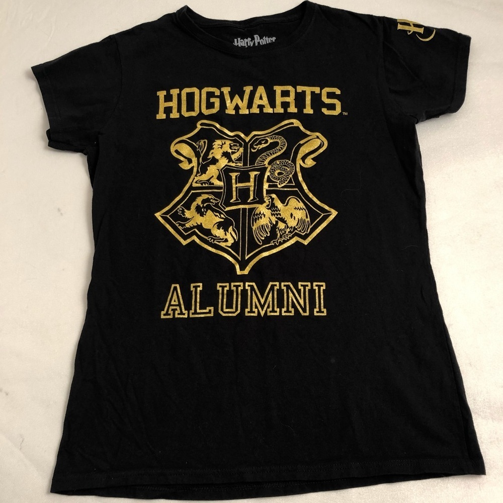 Harry Potter Hogwarts Alumni black and gold t-shirt L - Picture 4 of 7